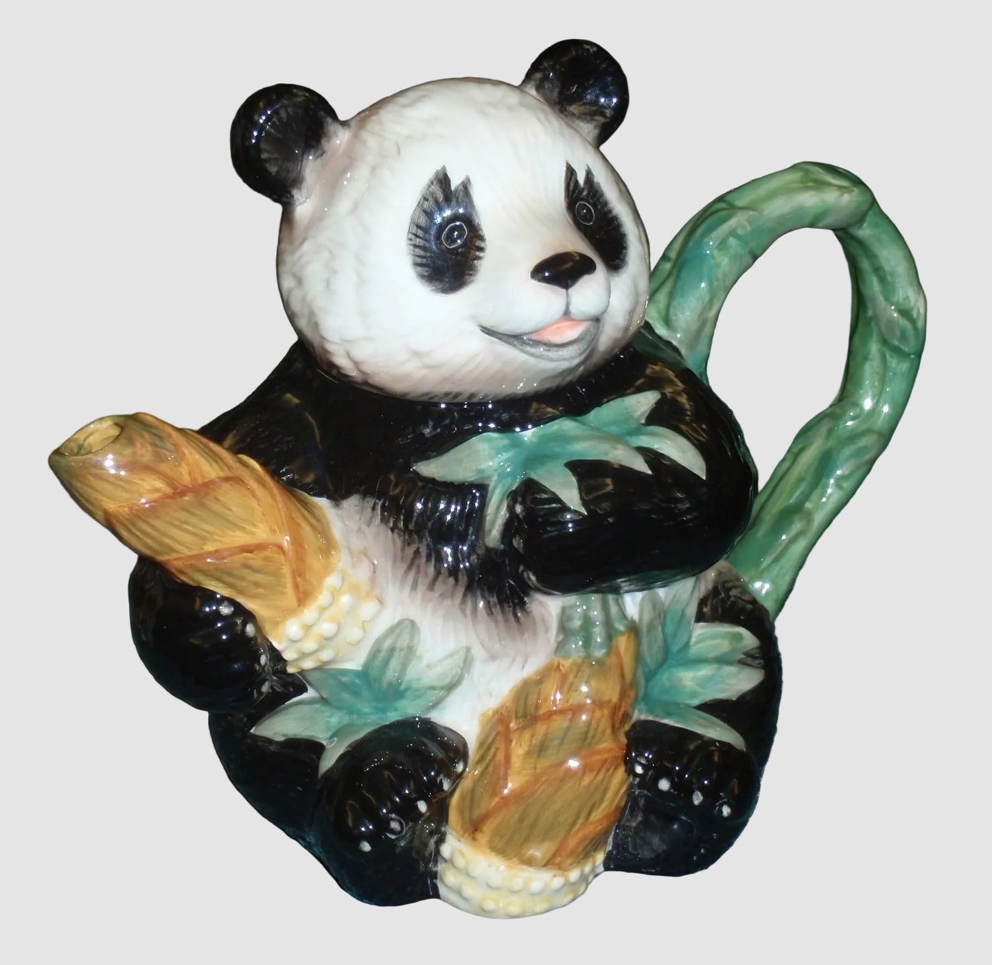 "Smiling Giant Panda" With Bamboo Endangered Species Collectible Teapot (9")