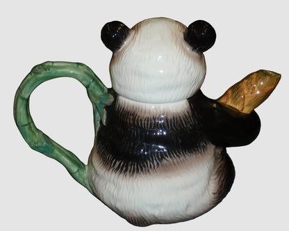 "Smiling Giant Panda" With Bamboo Endangered Species Collectible Teapot (9")