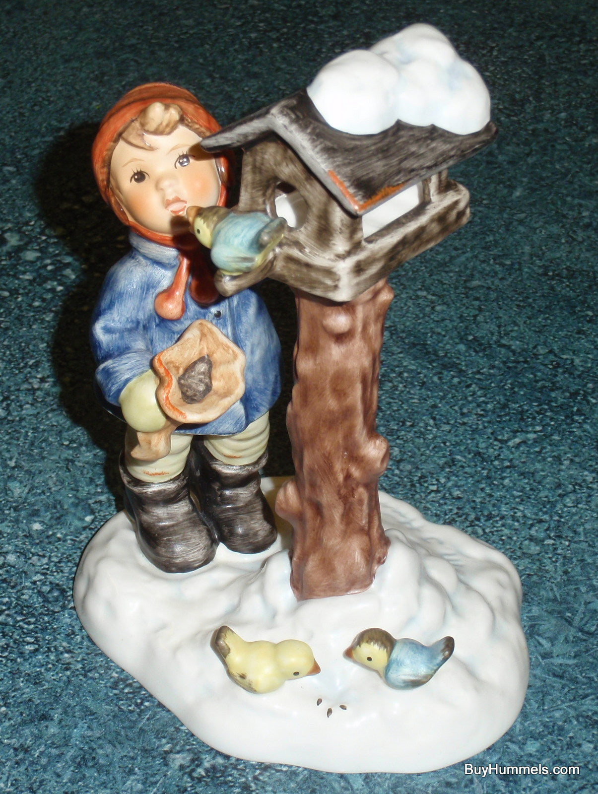 "THE BENEVOLENT BIRDFEEDER" Goebel Hummel Figurine #2187 Boy Feeding The Birds!