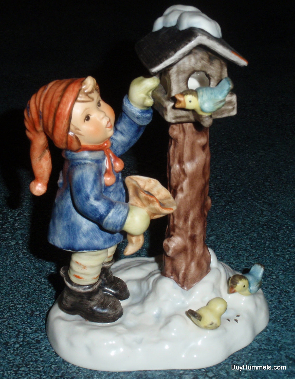 "THE BENEVOLENT BIRDFEEDER" Goebel Hummel Figurine #2187 Boy Feeding The Birds!