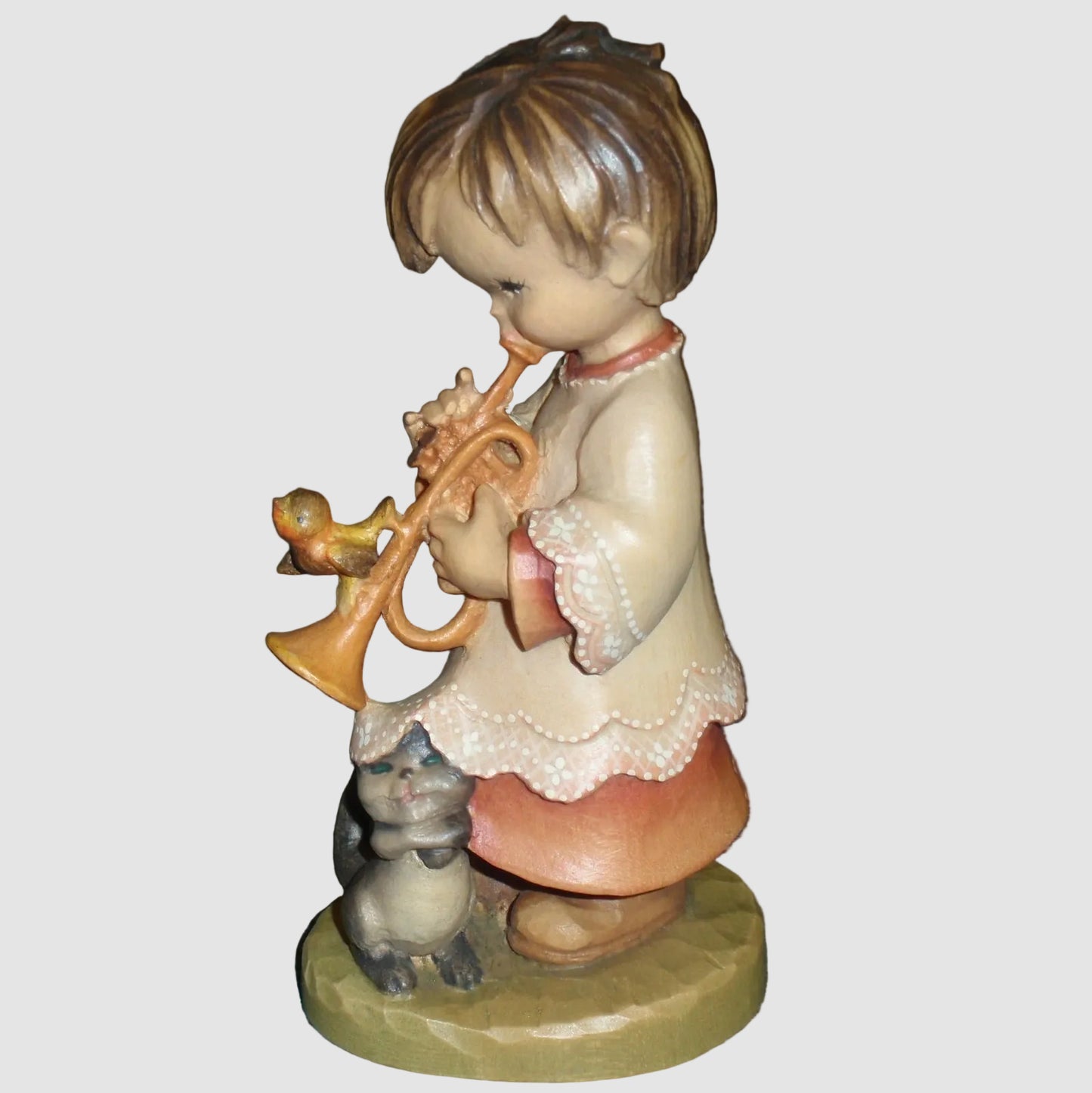 "Trumpeter" ANRI Woodcarving Figurine #651-312 - Signed Rudi Kostner (6")