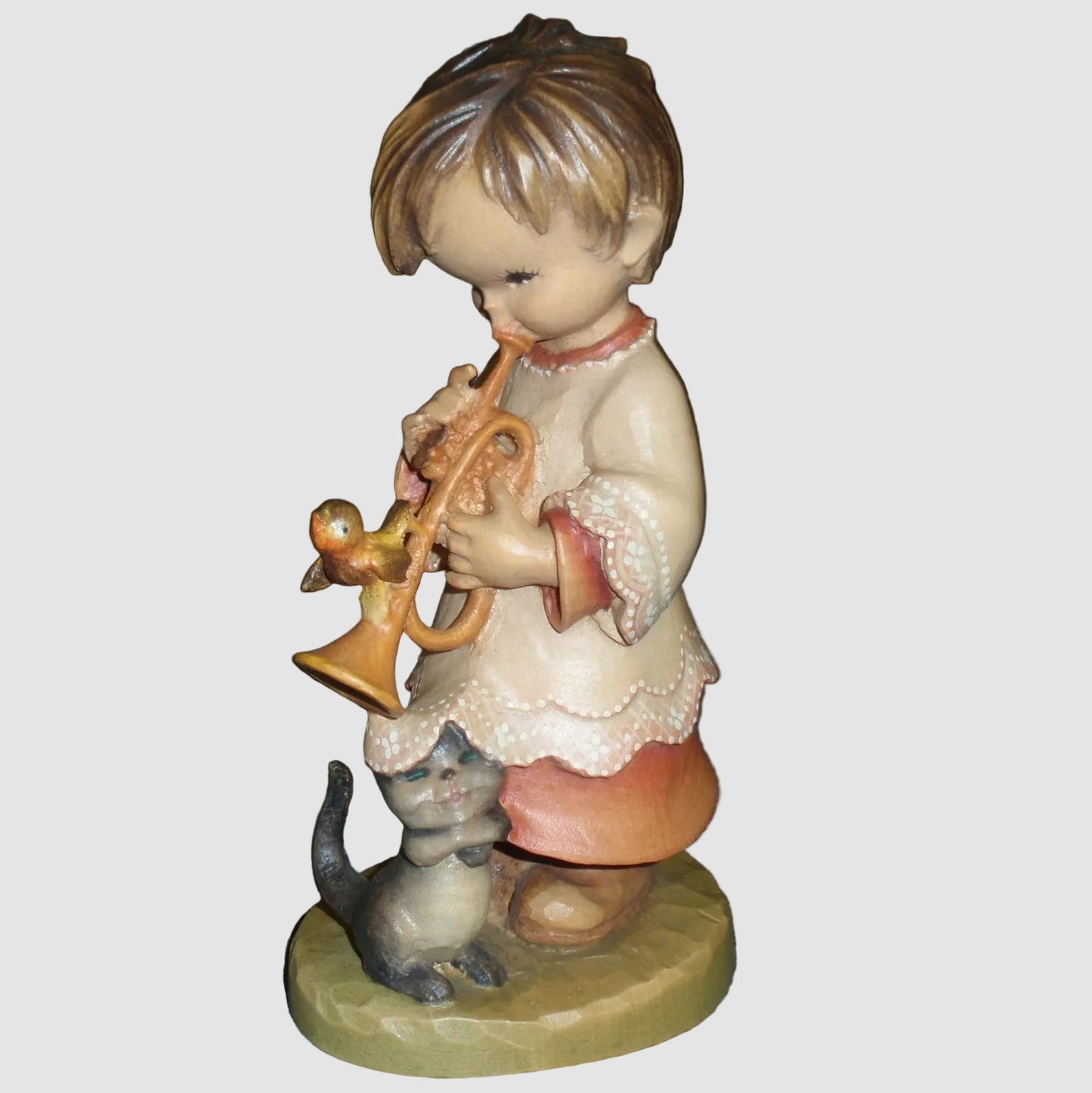 "Trumpeter" ANRI Woodcarving Figurine #651-312 - Signed Rudi Kostner (6")