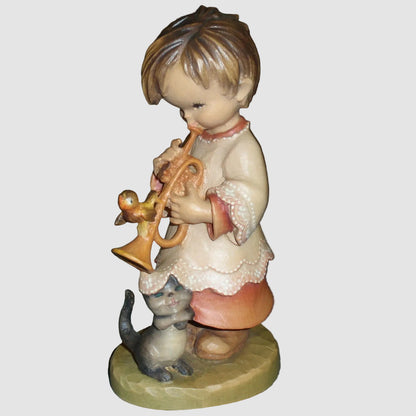 "Trumpeter" ANRI Woodcarving Figurine #651-312 - Signed Rudi Kostner (6")