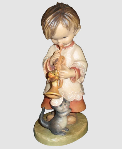 "Trumpeter" ANRI Woodcarving Figurine #651-312 - Signed Rudi Kostner (6")