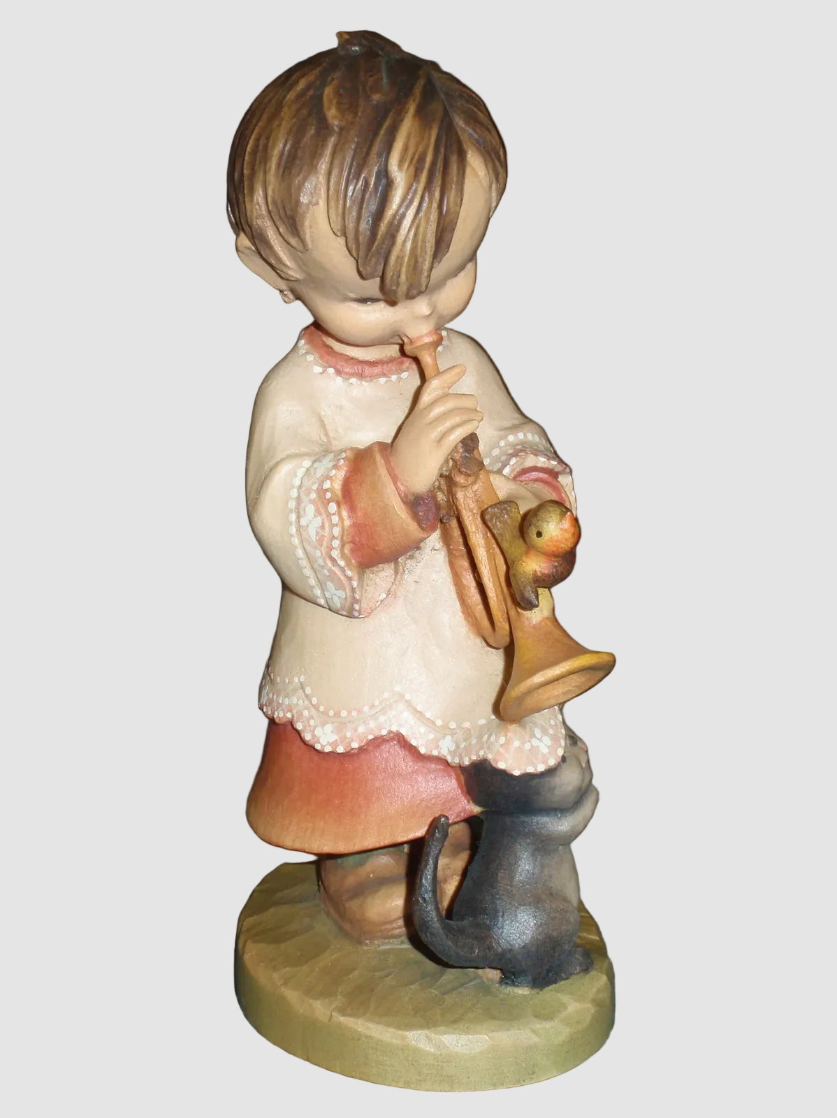 "Trumpeter" ANRI Woodcarving Figurine #651-312 - Signed Rudi Kostner (6")
