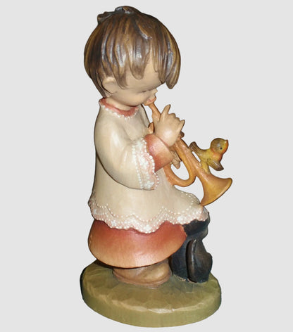 "Trumpeter" ANRI Woodcarving Figurine #651-312 - Signed Rudi Kostner (6")