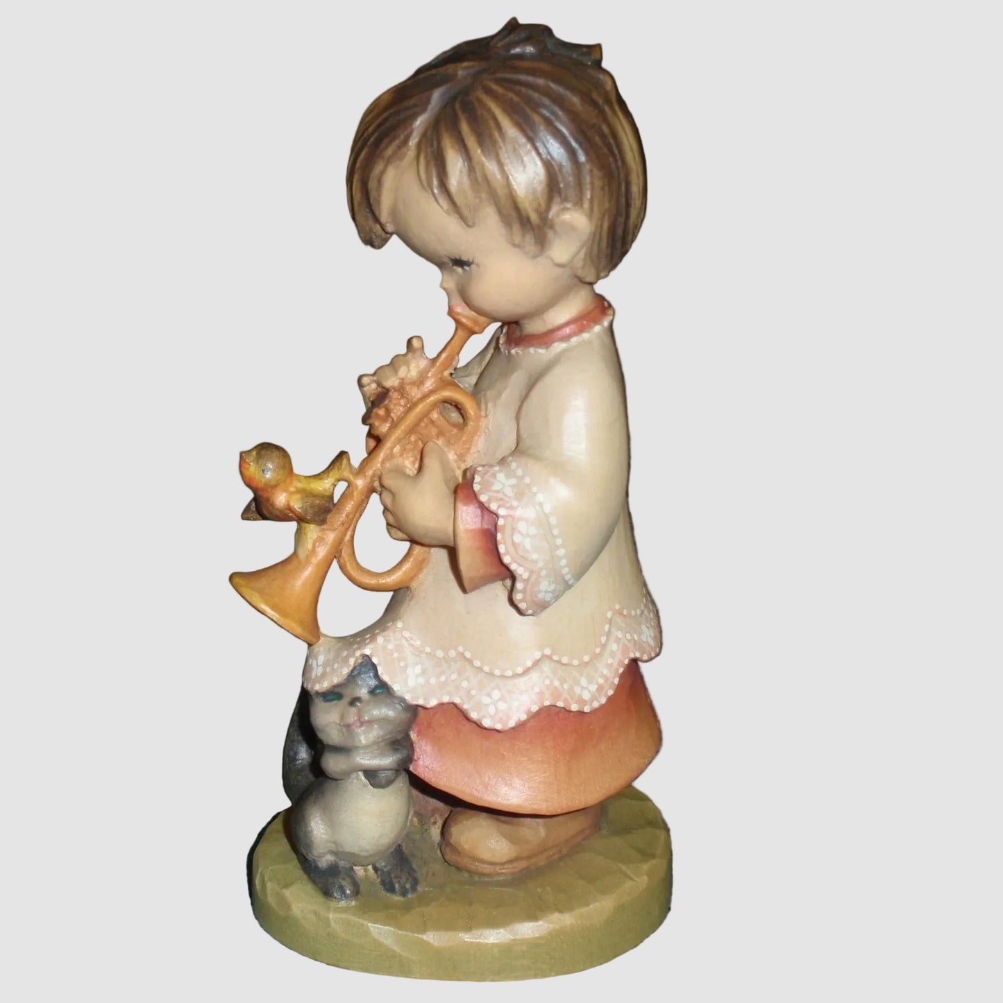 "Trumpeter" ANRI Woodcarving Figurine #651-312 - Signed Rudi Kostner (6")