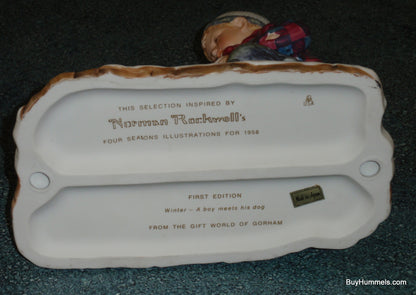 A Boy Meets His Dog Norman Rockwell Four Seasons: Winter With Original Box!