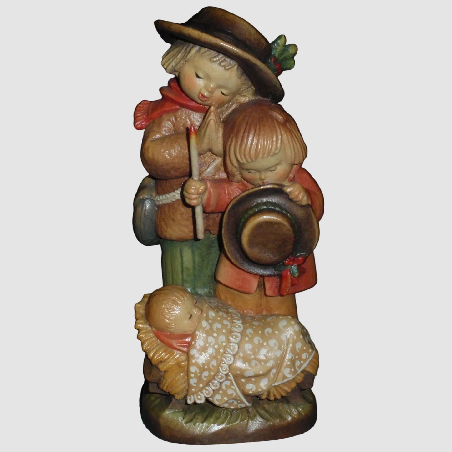 "Adoration Of Christ" ANRI Woodcarving Nativity Figurine #651-530 - Signed (6")