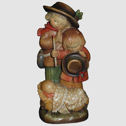"Adoration Of Christ" ANRI Woodcarving Nativity Figurine #651-530 - Signed (6")
