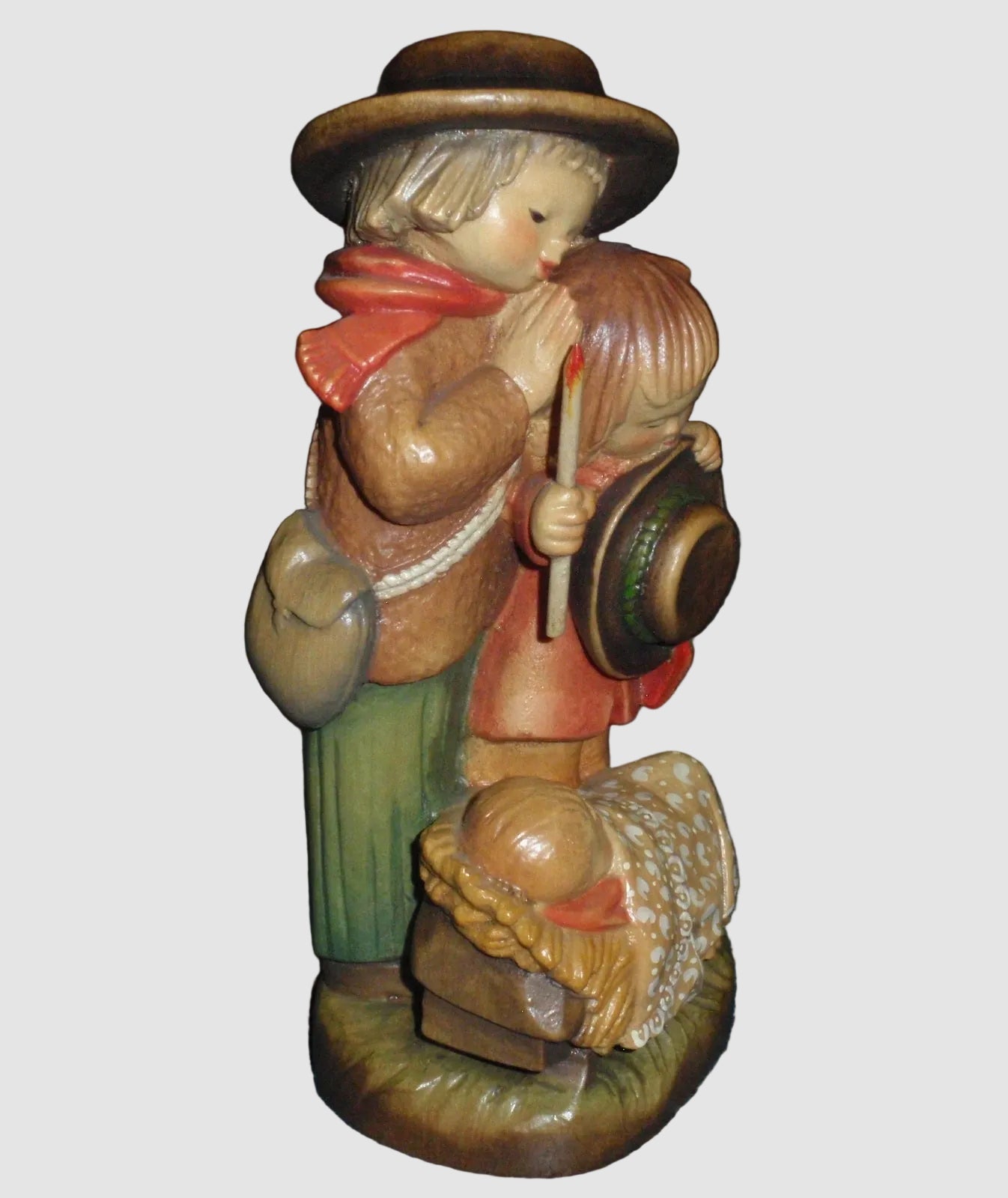 "Adoration Of Christ" ANRI Woodcarving Nativity Figurine #651-530 - Signed (6")