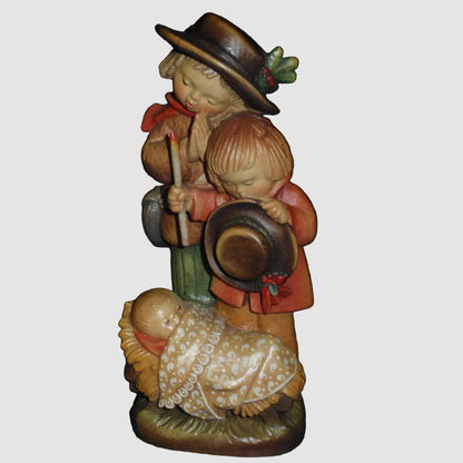 "Adoration Of Christ" ANRI Woodcarving Nativity Figurine #651-530 - Signed (6")