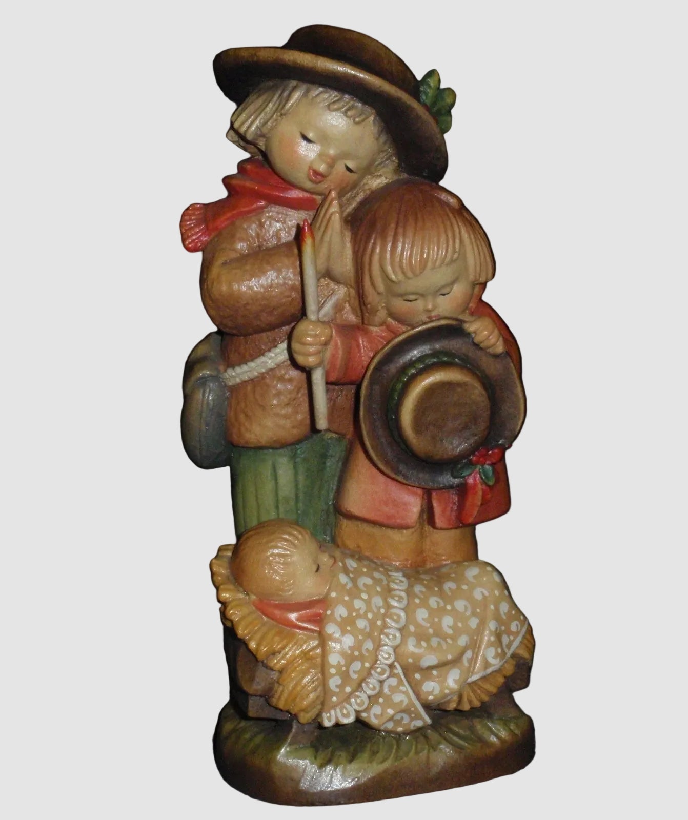 "Adoration Of Christ" ANRI Woodcarving Nativity Figurine #651-530 - Signed (6")