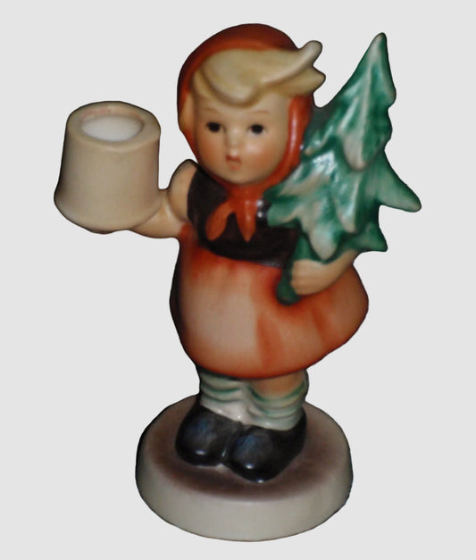 Girl With Fir Tree Goebel Hummel Figurine Advent Candleholder 116 Reinhold Unger 1938 Vintage Germany Porcelain