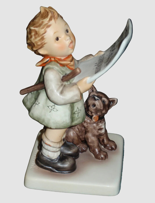 "Harmony & Lyric" Goebel Hummel Figurine #911 - Boy Sining With Dog - Exclusive Edition