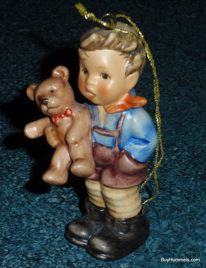 Goebel Hummel Christmas Gift Ornament 2074/A/O - Little Boy With Teddy Bear!