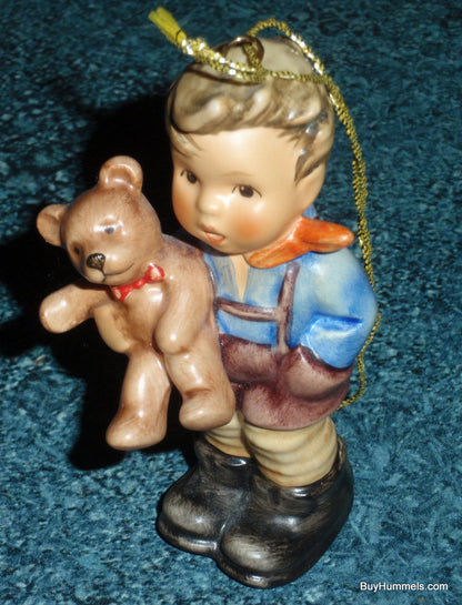 Goebel Hummel Christmas Gift Ornament 2074/A/O - Little Boy With Teddy Bear!