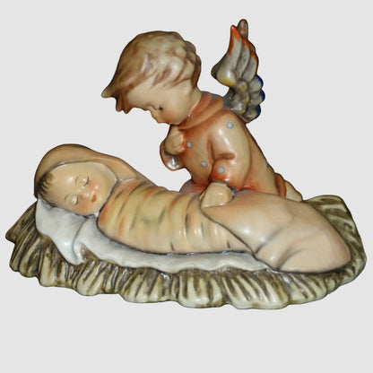 Goebel Hummel Angelic Sleep Figurine Candleholder 25 Engelchen Angel Baby Jesus Manger Arthur Moller Reinhold Unger Vintage Germany Porcelain