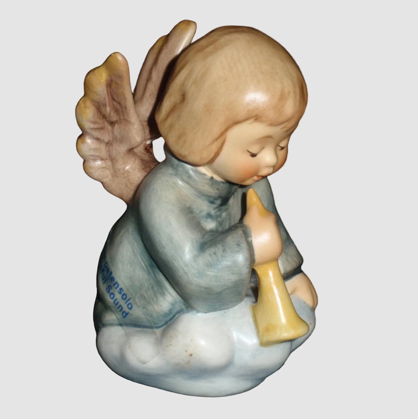 Goebel Hummel Peaceful Sounds Figurine 718/E Trompetensolo Angel Playing Trumpet Horn Cloud TMK-7 Original Box Vintage Germany Porcelain