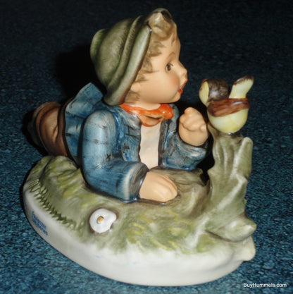 "Lazybones" Goebel Hummel Figurine #612/2/0 - Little Boy Laying In Meadow With Song Bird!