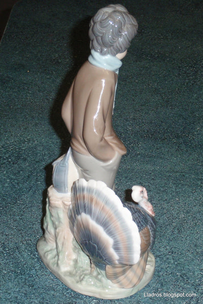 "Boy With Turkey" Lladro Figurine #1276 Boy With Basket Of Eggs