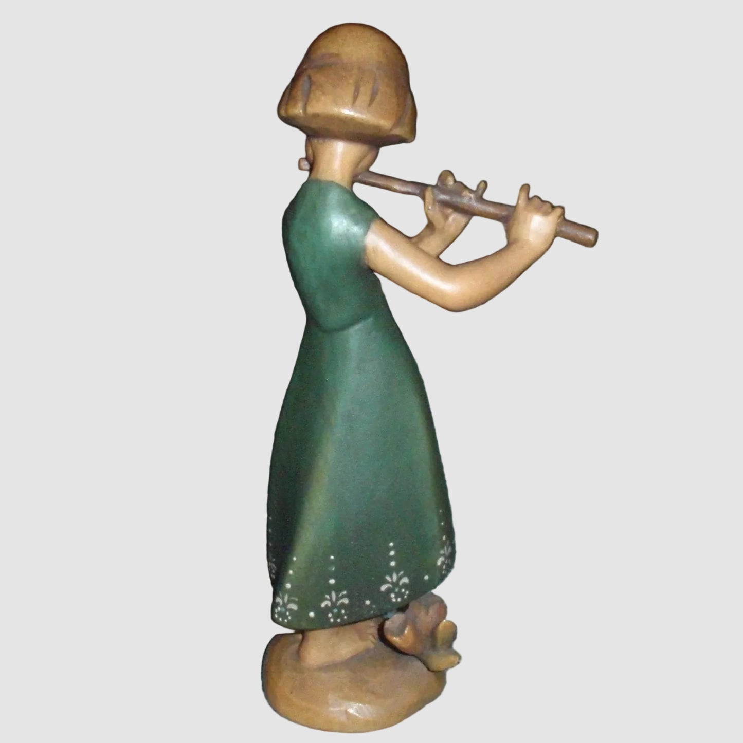 "Girl Flutist" ANRI Woodcarving Figurine - Siegfried Hafner (8")