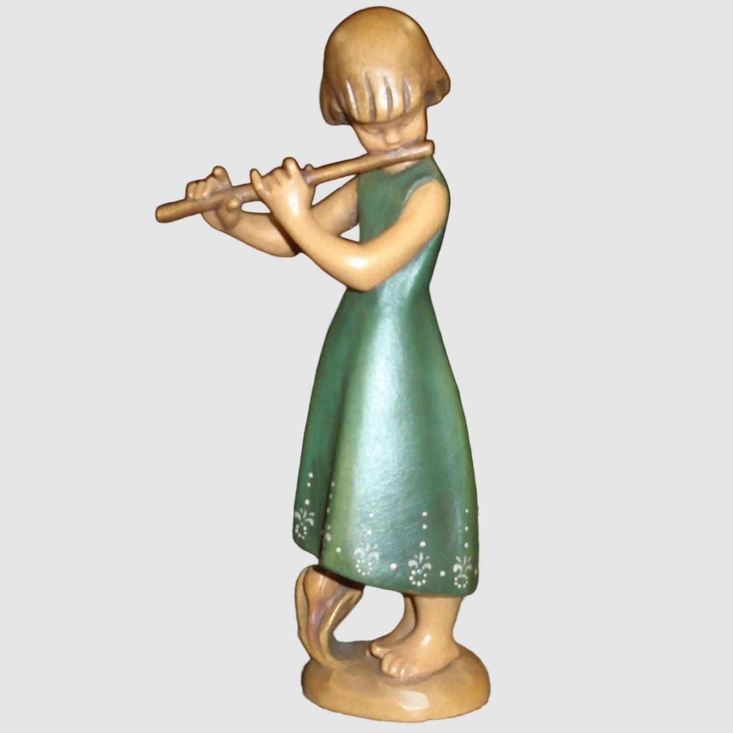 "Girl Flutist" ANRI Woodcarving Figurine - Siegfried Hafner (8")