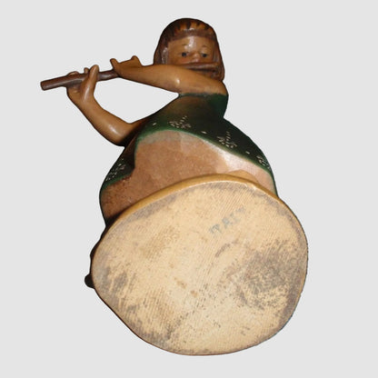"Girl Flutist" ANRI Woodcarving Figurine - Siegfried Hafner (8")