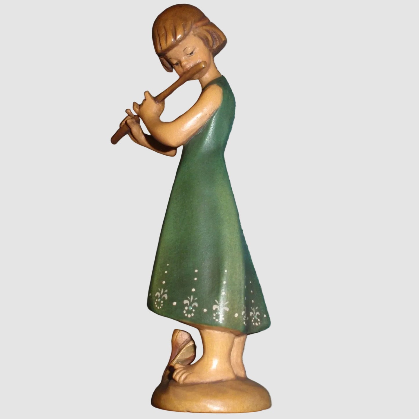 "Girl Flutist" ANRI Woodcarving Figurine - Siegfried Hafner (8")