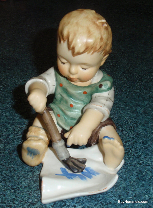 "Baby's First Drawing" Goebel Hummel Figurine #2201 - Boy Finger Painting