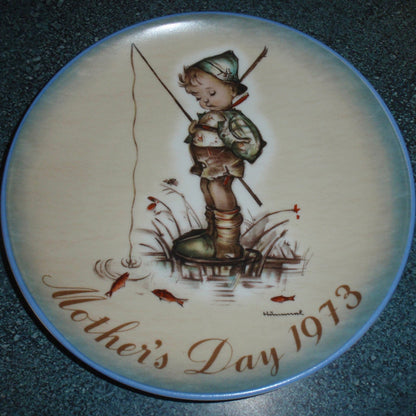 1973 Mother's Day Plate The Little Fisherman Der kleine Fischer Schmid Sister Berta Hummel Vintage West Germany Porcelain Plate