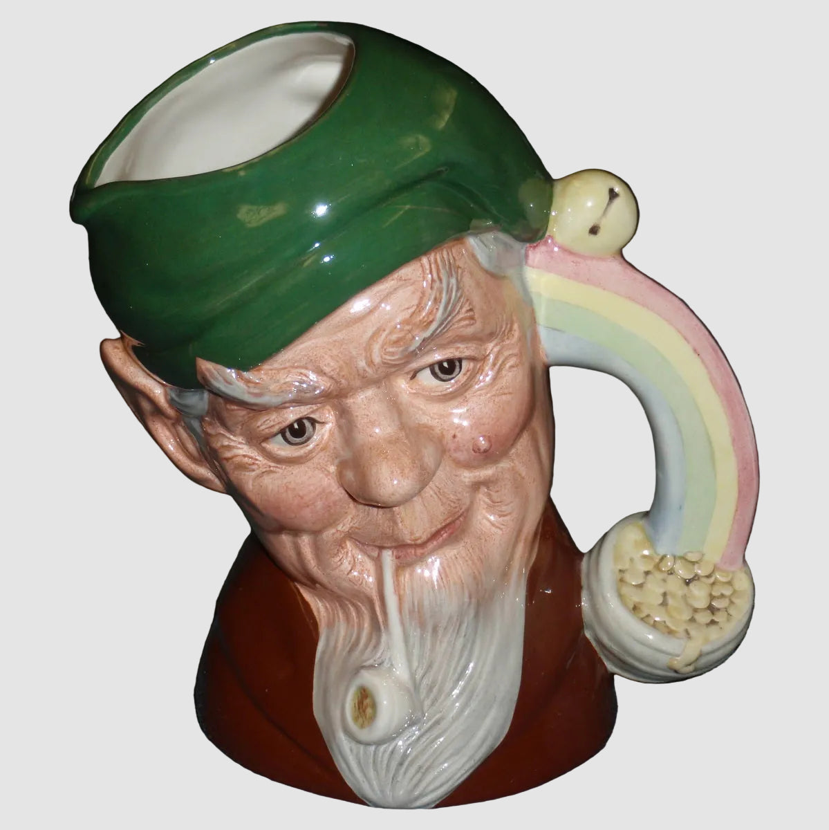 Royal Doulton Leprechaun Character Toby Jug D6847 Rainbow Pot of Gold Handle