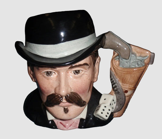Royal Doulton Doc Holliday Character Toby Jug D6731 Wild West Gunfighter Six Shooters Dice Handle Michael Abberley Vintage England