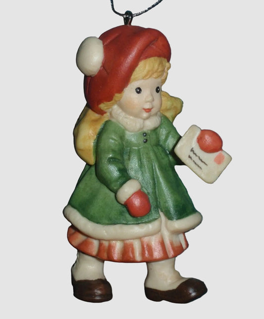 Toriart ANRI Special Delivery Christmas Ornament 627109 Sarah Kay Italy Girl Letter Red Hat Vintage Box