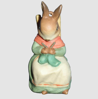 Toriart ANRI Mrs. Rabbit Christmas Ornament 12294 Beatrix Potter F Warne 1986 Knitting Bunny Furry Friends Vintage Italy