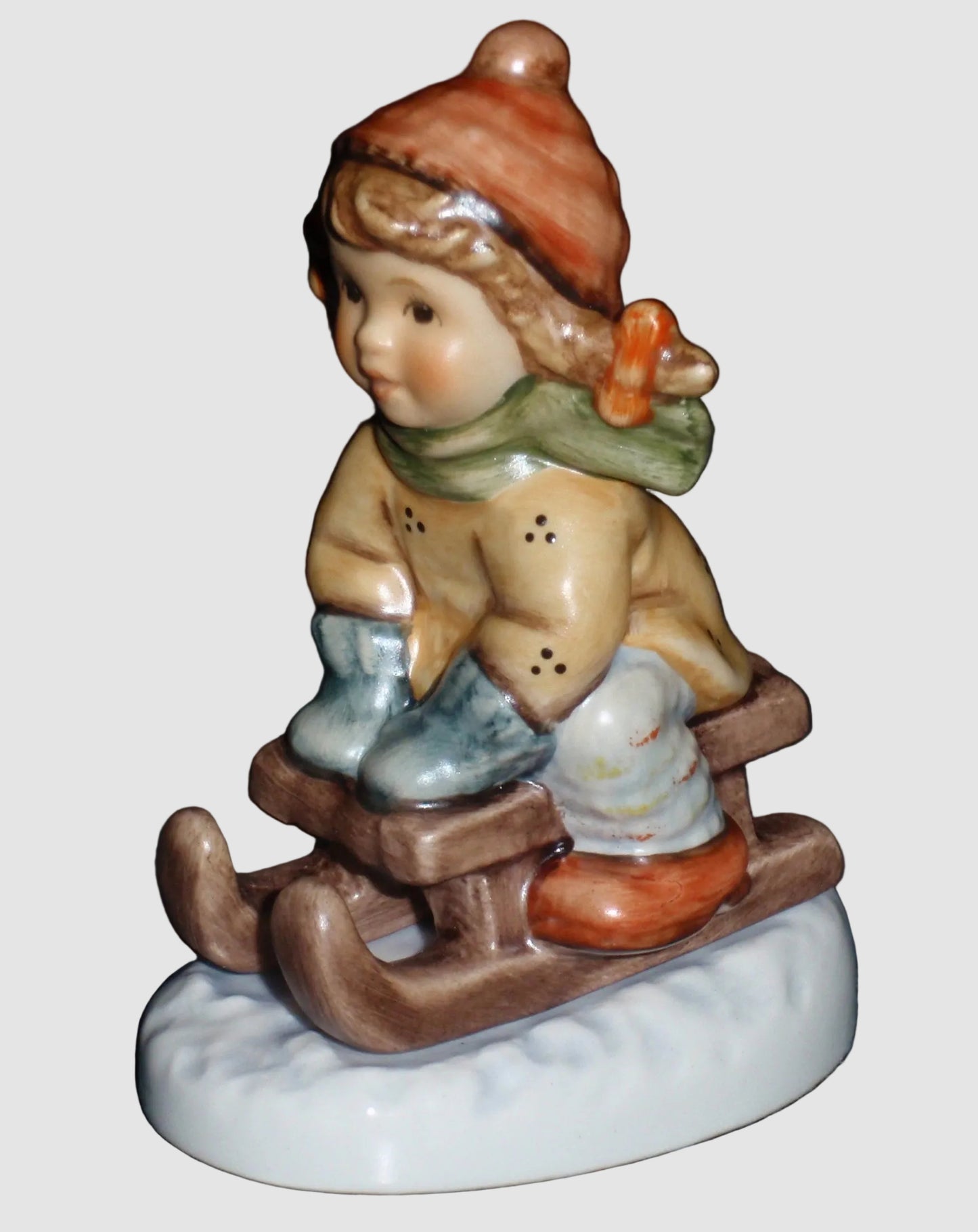 Goebel Hummel Sleigh Ride Figurine 2236 Girl Sledding Winter Snow Holiday TMK 8 Vintage Germany