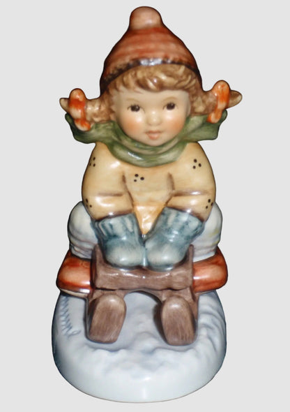 "Sleigh Ride" Holiday Goebel Hummel Figurine #2236 - Girl Sledding (3.25")