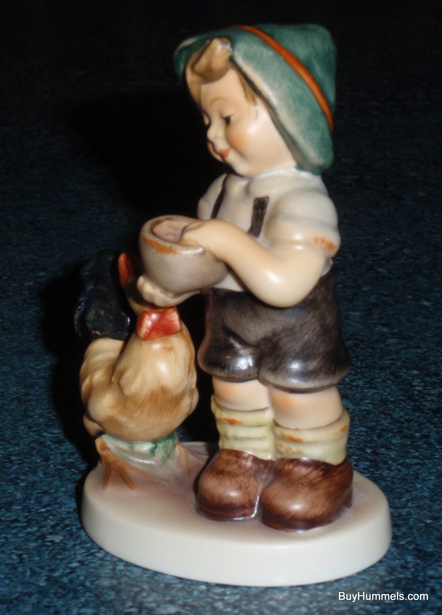 "Morning Call" Goebel Hummel Figurine #2227 TMK8 - Boy Feeding Rooster
