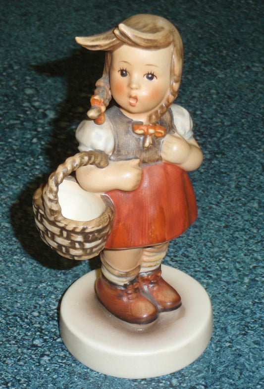 Goebel Hummel Figurine "LITTLE SHOPPER" #96 - Little Girl In Red Dress With Shopping Basket!