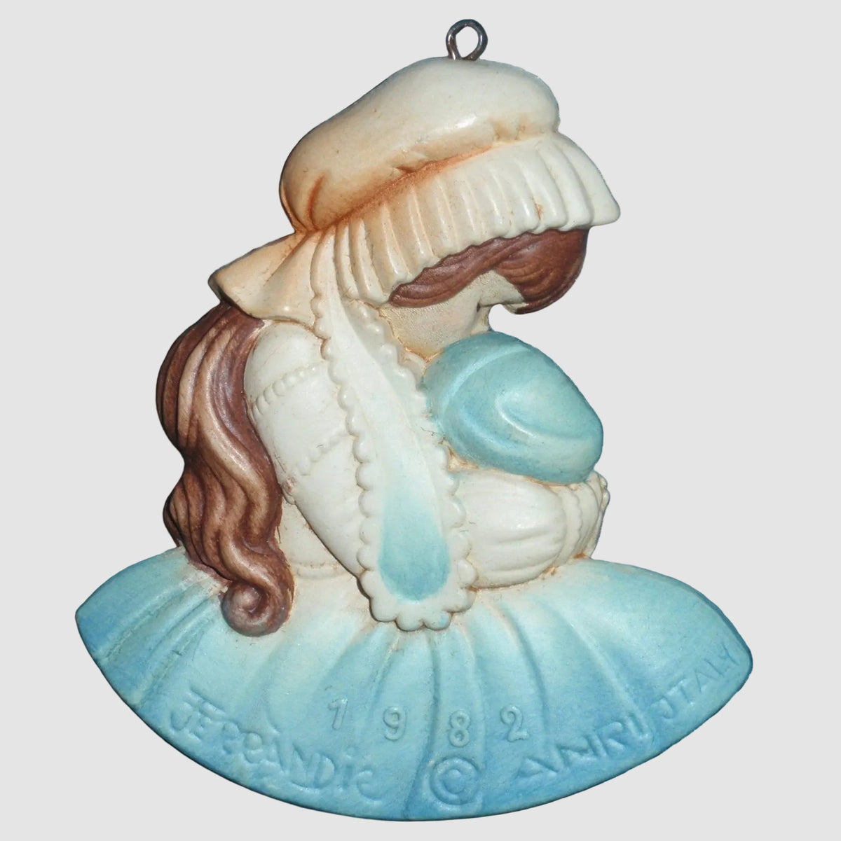 "Baby's First Christmas" 1982 ANRI Ferrandiz Blue Ornament (2.5")