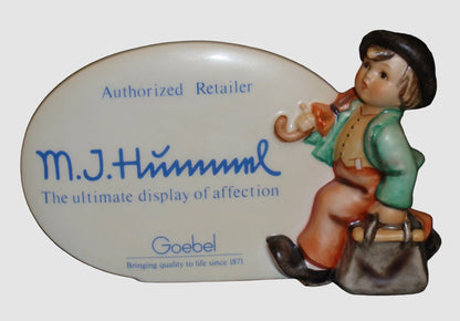 Goebel Hummel Merry Wanderer Authorized Dealer Plaque 187 Display Sign Wanderbub Arthur Moeller TMK 6 Vintage Germany