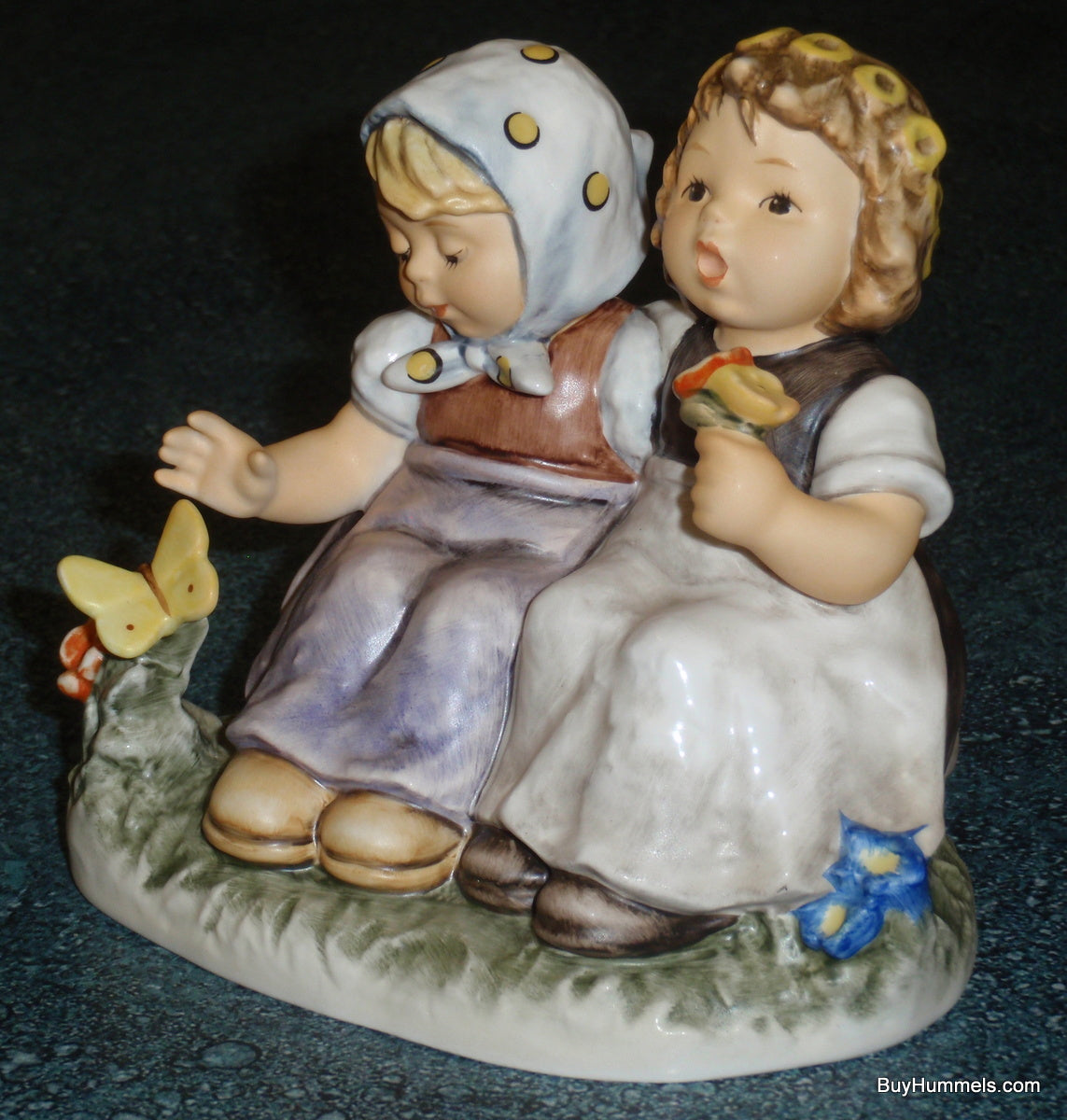 "Pleasant Moment" Goebel Hummel Figurine #425 TMK8 - Girls with Butterfly
