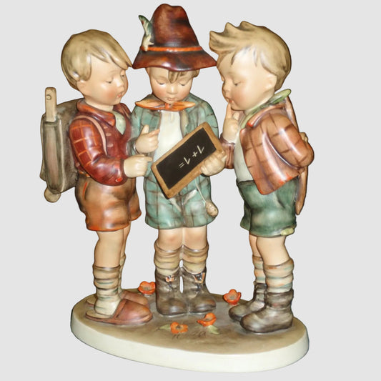 Goebel Hummel School Boys Figurine 170 TMK2 Full Bee Schwere Aufgaben Difficult Problems Reinhold Unger Large 10 Inch Vintage Germany Porcelain