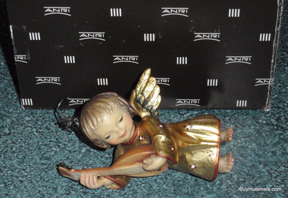 ANRI Woodcarvings Ferrandiz HEAVENLY STRINGS Angel Figurine Christmas Ornament With Original Box - Amazingly Rare Italian Christmas Gift!