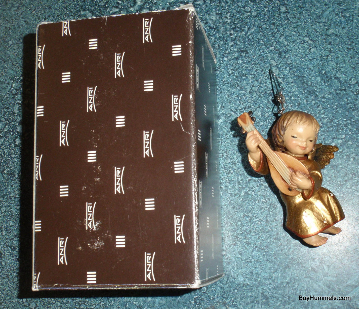 ANRI Woodcarvings Ferrandiz HEAVENLY STRINGS Angel Figurine Christmas Ornament With Original Box - Amazingly Rare Italian Christmas Gift!