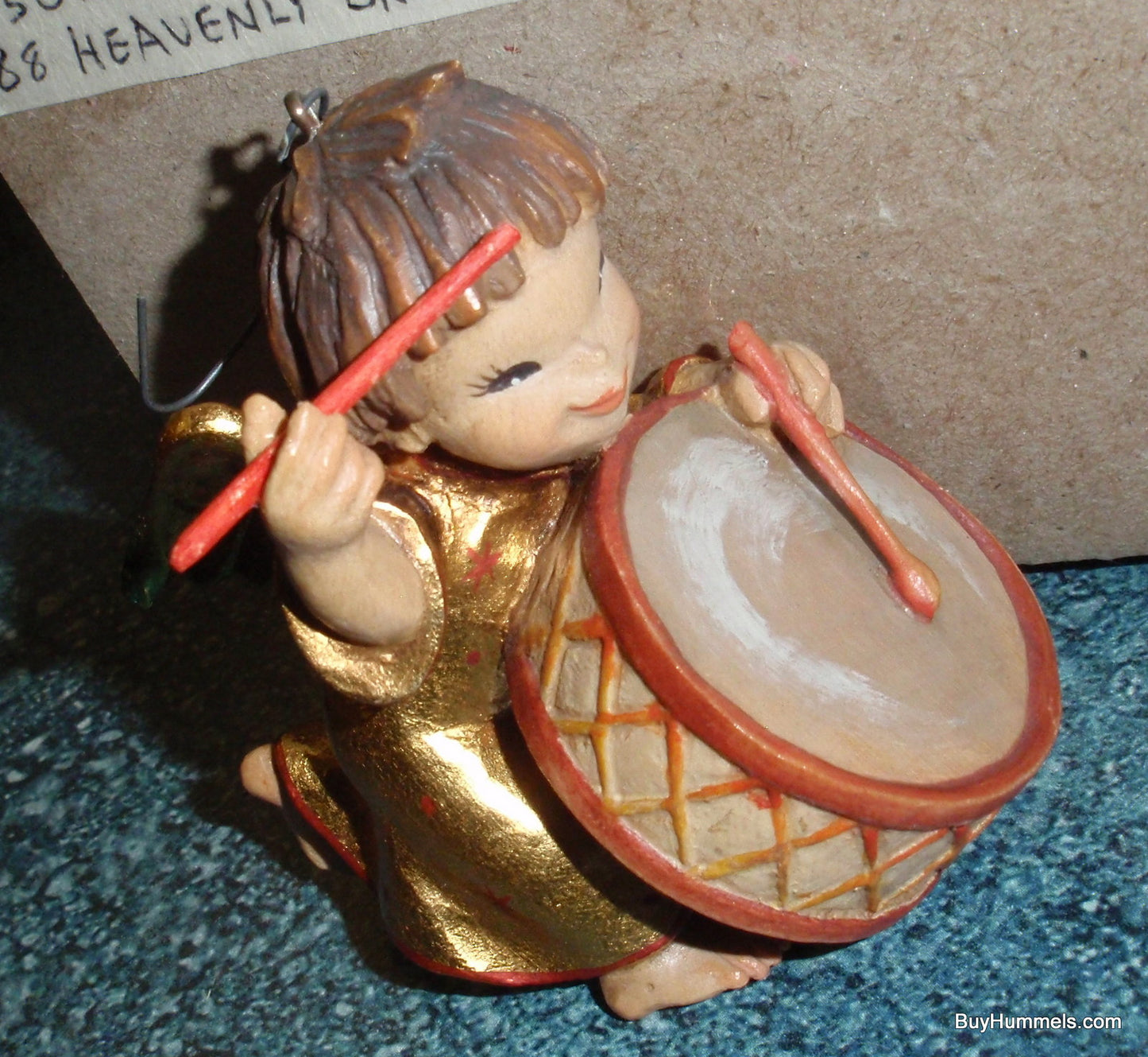 Anri Wood Carvings "Heavenly Drummer" Angel Figurine Christmas Ornament Italy With Original Box - Extremely Rare Christmas Gift!