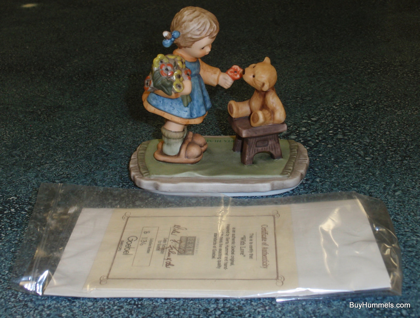 Goebel Berta Hummel "With Love" BH66 Figurine Girl With Teddy Bear!