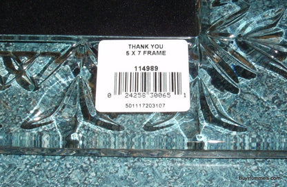 WATERFORD CRYSTAL "Thank You" Picture Photo Frame 5"x7" #114989 With Original Box!