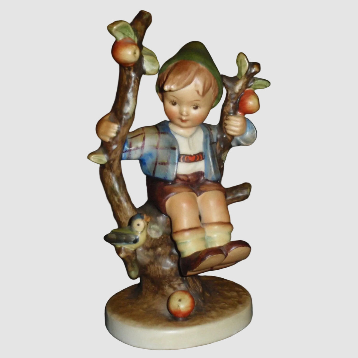 Goebel Hummel Apple Tree Boy Figurine 142/I TMK2 Full Bee Bube im Apfelbaum Arthur Moeller Large 6 Inch Vintage Germany Porcelain