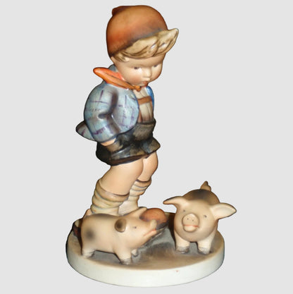 Goebel Hummel Farm Boy Figurine 66 TMK2 Full Bee Schweinehirt Arthur Moeller Boy Piglets Vintage Germany Porcelain